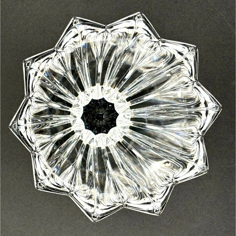 Vintage Orrefors Heavy Crystal Flower Vase Signed Made in Sweden 5.75” Gorgeous!